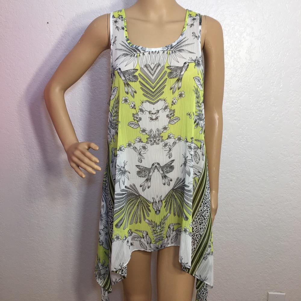 Madison Paige Yellow Hummingbird  Asym. Mini/Tunic